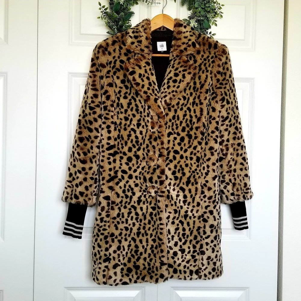 EUC CAbi Josephine Leopard Fur Coat Size Medium